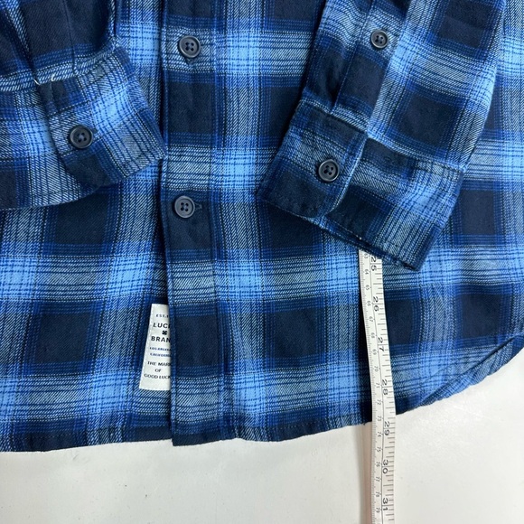 NWOT Lucky Brand Blue Plaid Button Down Shirt Size Medium - Picture 7 of 10